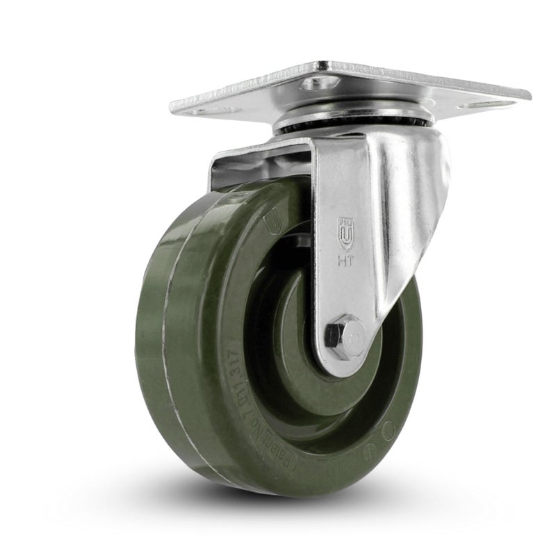 CasterHQ Z20P2431NGD High-Temperature Caster - 4" Epoxy Resin Wheel, Zinc Plated Steel Yoke, 5/16" Precision Bearing | Heavy-Duty Plate Mount Caster for Industrial Use - Image 1